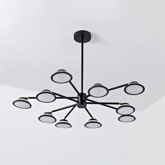 Lámpara de araña contemporánea negra con diseño de estrella: Lámpara colgante de metal con 10 luces - Ideal para la sala de estar