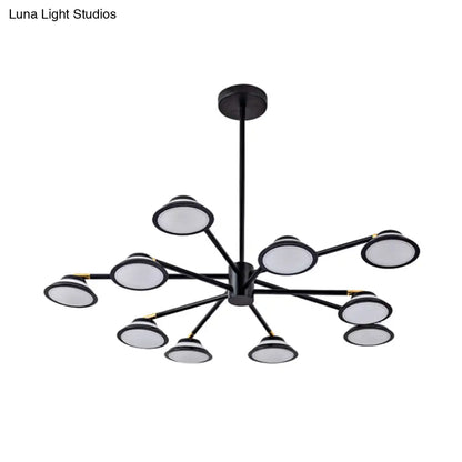 Lámpara de araña contemporánea negra con diseño de estrella: Lámpara colgante de metal con 10 luces - Ideal para la sala de estar