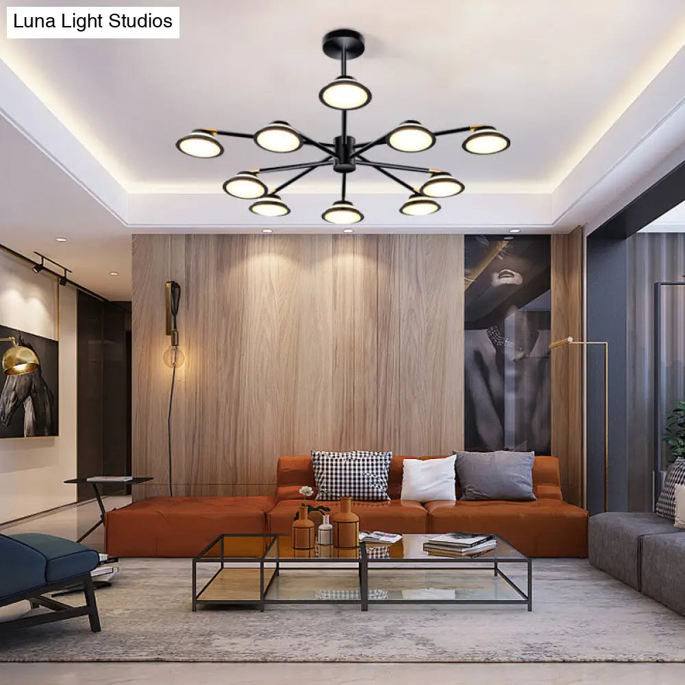 Lámpara de araña contemporánea negra con diseño de estrella: Lámpara colgante de metal con 10 luces - Ideal para la sala de estar