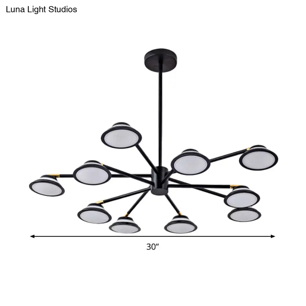 Lámpara de araña contemporánea negra con diseño de estrella: Lámpara colgante de metal con 10 luces - Ideal para la sala de estar