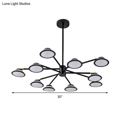 Lámpara de araña contemporánea negra con diseño de estrella: Lámpara colgante de metal con 10 luces - Ideal para la sala de estar