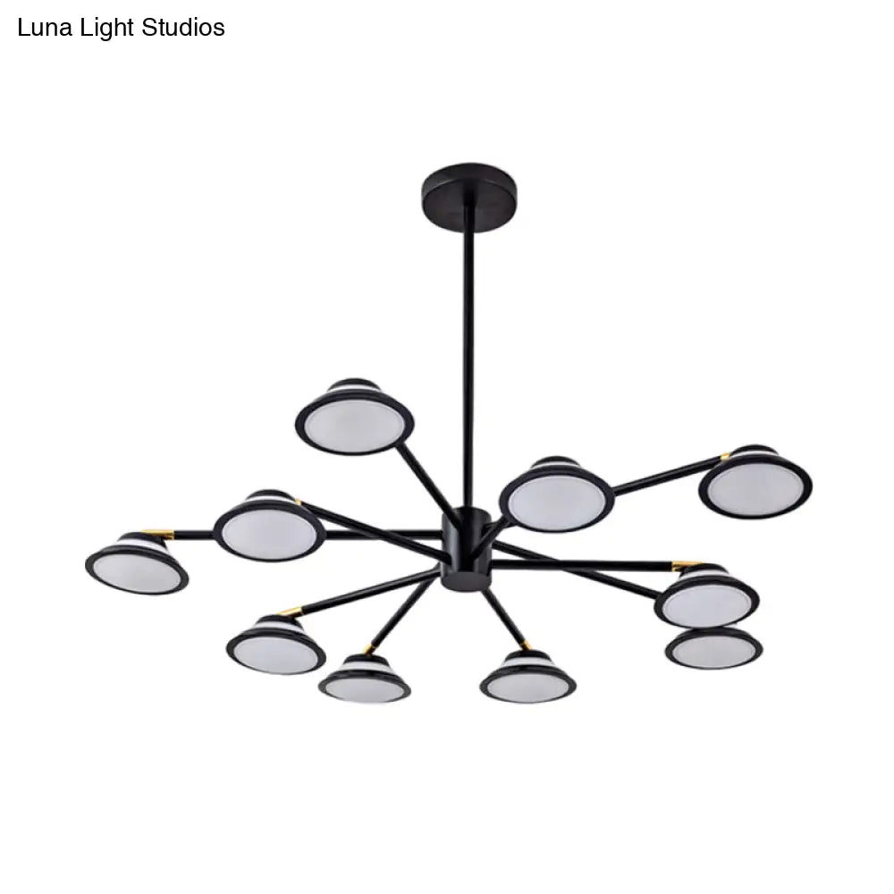 Lámpara de araña contemporánea negra con diseño de estrella: Lámpara colgante de metal con 10 luces - Ideal para la sala de estar