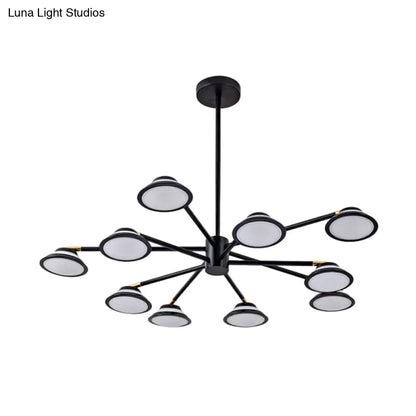 Lámpara de araña contemporánea negra con diseño de estrella: Lámpara colgante de metal con 10 luces - Ideal para la sala de estar