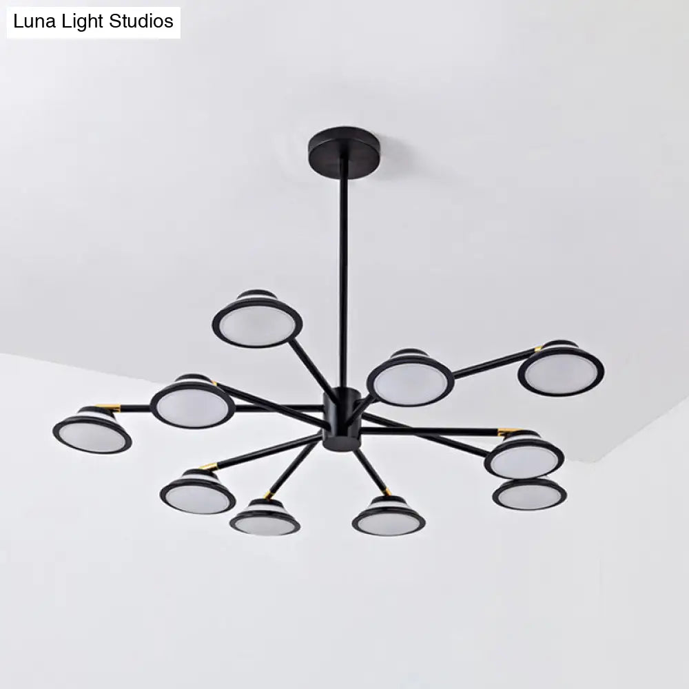 Lámpara de araña contemporánea negra con diseño de estrella: Lámpara colgante de metal con 10 luces - Ideal para la sala de estar