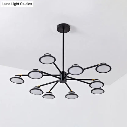 Lámpara de araña contemporánea negra con diseño de estrella: Lámpara colgante de metal con 10 luces - Ideal para la sala de estar