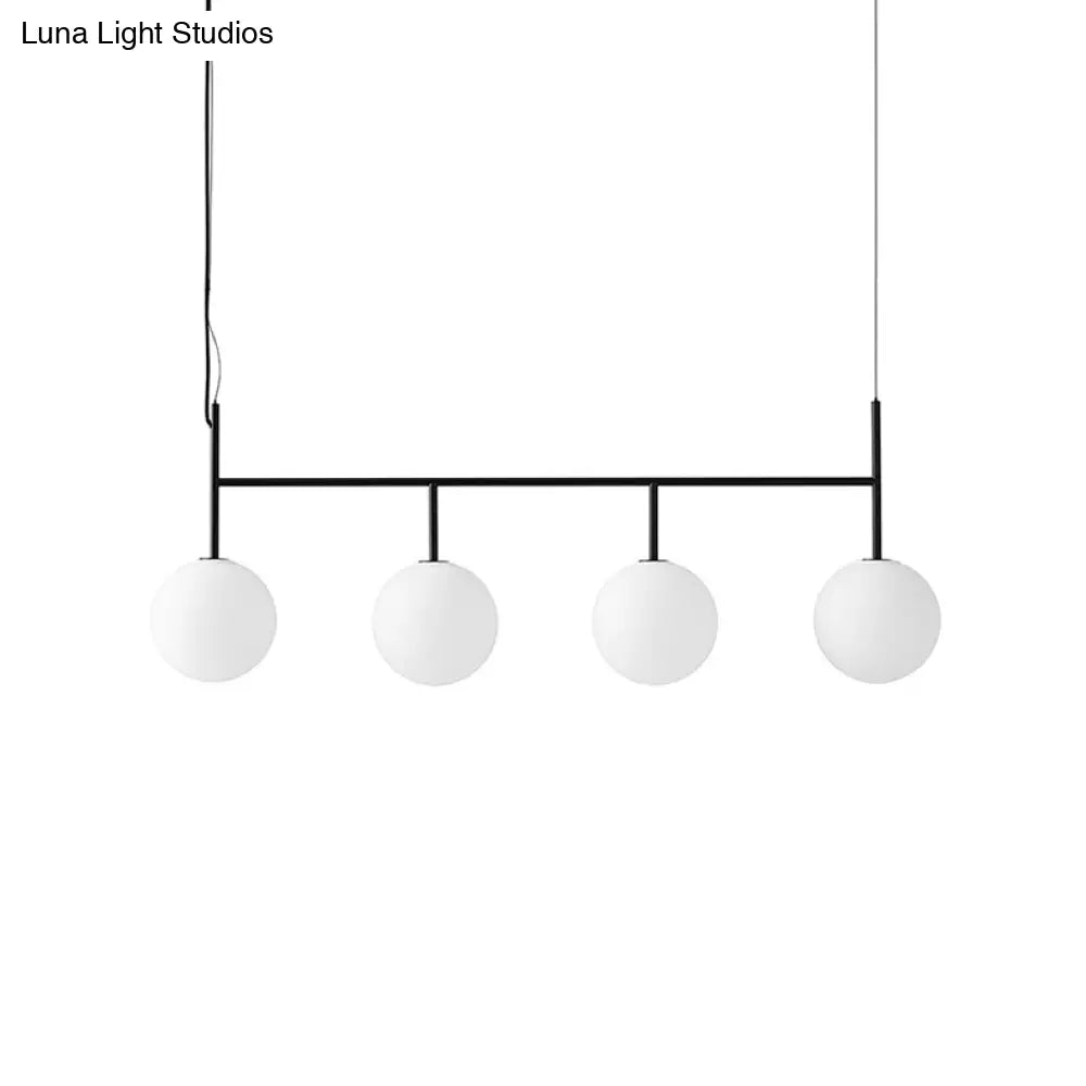 Lámpara de isla colgante contemporánea negra DecorBites™ con esfera de cristal blanco y 4 bombillas