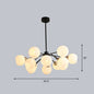 Contemporary Black Suspended Sputnik Chandelier with White Glass Lighting