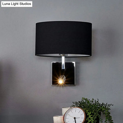 Aplique de pared contemporáneo DecorBites™ negro con foco ajustable - Lámpara elíptica de tela - 1 luz