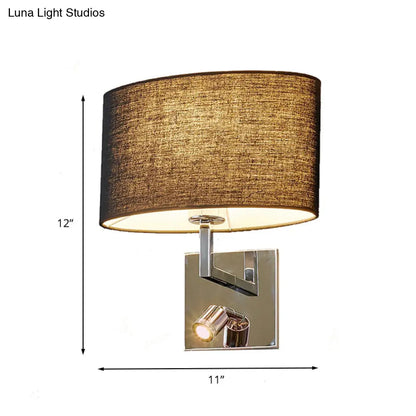 Aplique de pared contemporáneo DecorBites™ negro con foco ajustable - Lámpara elíptica de tela - 1 luz