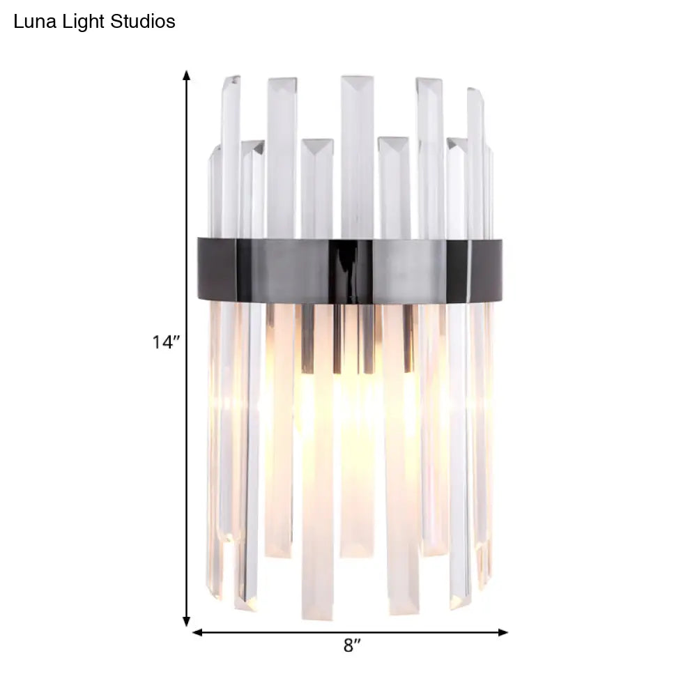 Aplique de pared contemporáneo negro DecorBites™ con cristal de carámbano para iluminación de comedor