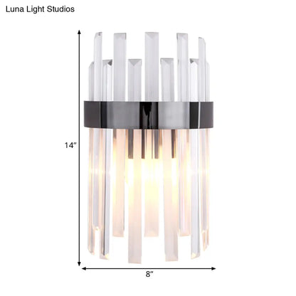 Aplique de pared contemporáneo negro DecorBites™ con cristal de carámbano para iluminación de comedor