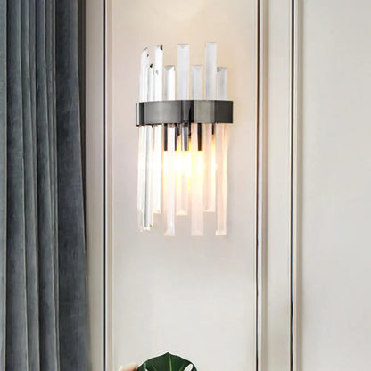 Aplique de pared contemporáneo negro DecorBites™ con cristal de carámbano para iluminación de comedor