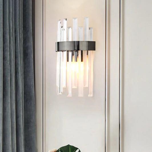 Aplique de pared contemporáneo negro DecorBites™ con cristal de carámbano para iluminación de comedor