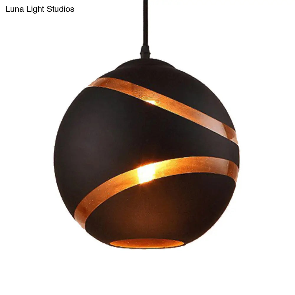 Contemporary Black/White Handblown Glass Pendant Light - Orbit Shade - 1 Light