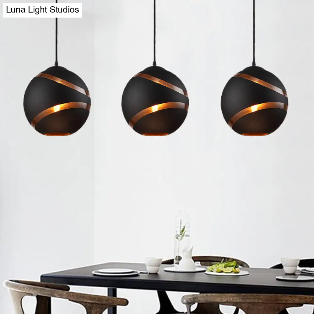 Contemporary Black/White Handblown Glass Pendant Light - Orbit Shade - 1 Light