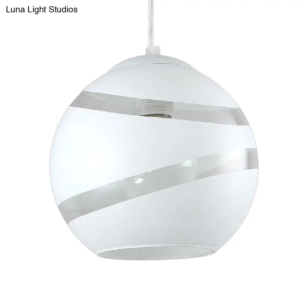 Contemporary Black/White Handblown Glass Pendant Light - Orbit Shade - 1 Light