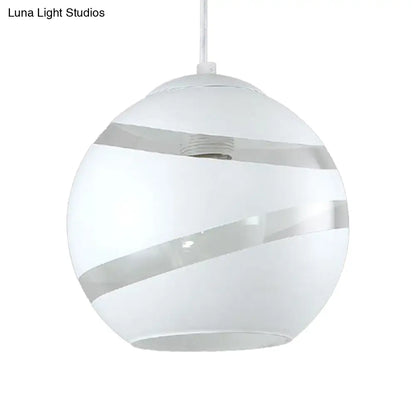 Contemporary Black/White Handblown Glass Pendant Light - Orbit Shade - 1 Light