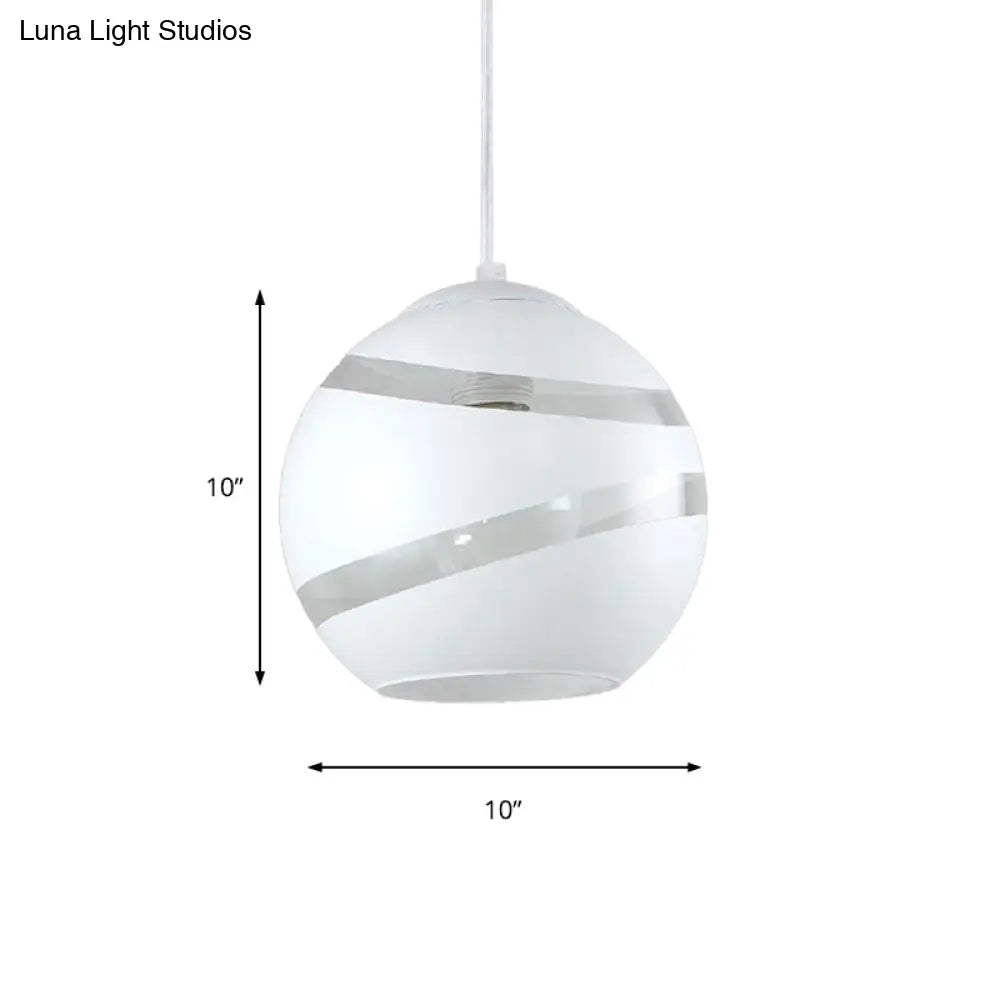 Contemporary Black/White Handblown Glass Pendant Light - Orbit Shade - 1 Light