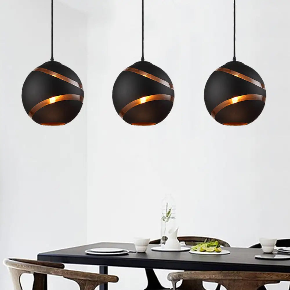 Contemporary Black/White Handblown Glass Pendant Light - Orbit Shade - 1 Light