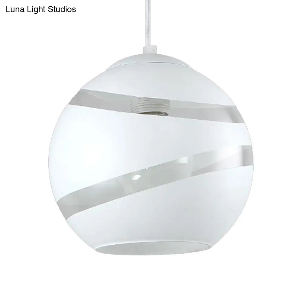 Contemporary Black/White Handblown Glass Pendant Light - Orbit Shade - 1 Light