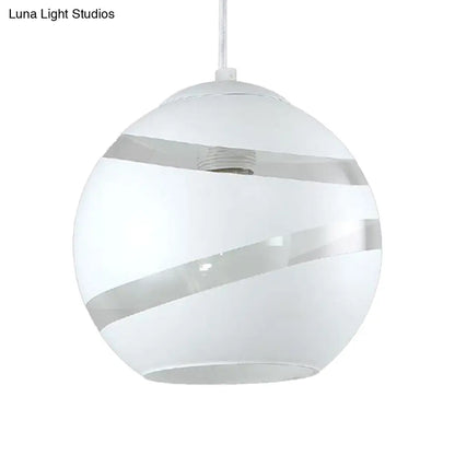 Contemporary Black/White Handblown Glass Pendant Light - Orbit Shade - 1 Light