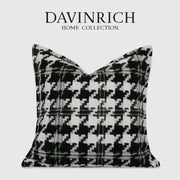 Contemporary black and white houndstooth square cushion cover from davinrich home collection for living room decor