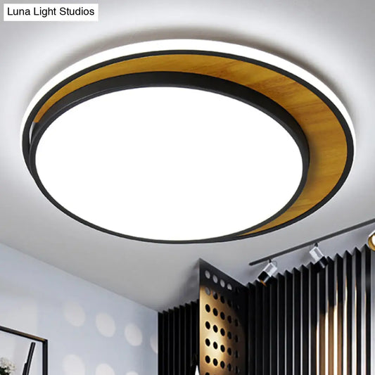 Lámpara de techo circular LED contemporánea DecorBites™ blanca/negra, montaje empotrado, estructura metálica en luz blanca cálida, 42 cm/52 cm de ancho