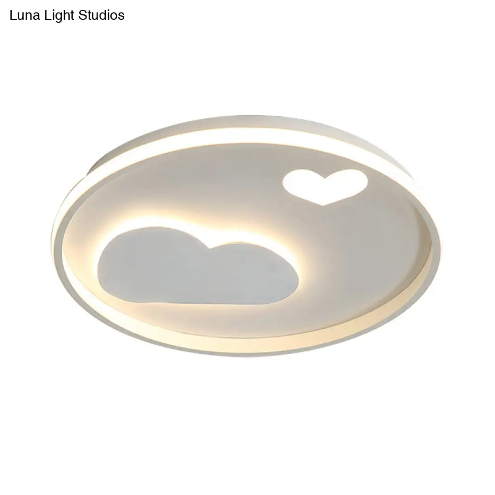 DecorBites™ DecorBites™ Contemporary Black/White LED Flush Ceiling Light with Cloud and Heart Pattern