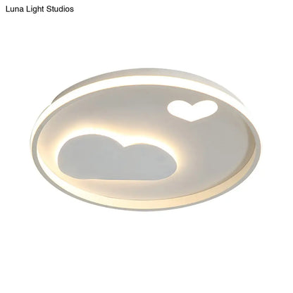 DecorBites™ DecorBites™ Contemporary Black/White LED Flush Ceiling Light with Cloud and Heart Pattern