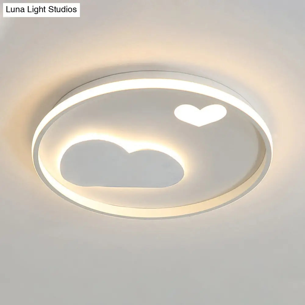 DecorBites™ DecorBites™ Contemporary Black/White LED Flush Ceiling Light with Cloud and Heart Pattern