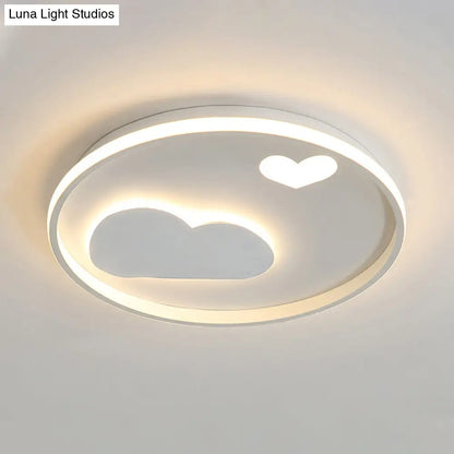 DecorBites™ DecorBites™ Contemporary Black/White LED Flush Ceiling Light with Cloud and Heart Pattern