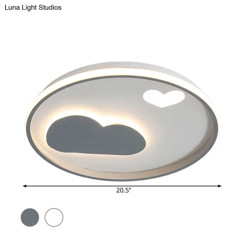 DecorBites™ DecorBites™ Contemporary Black/White LED Flush Ceiling Light with Cloud and Heart Pattern