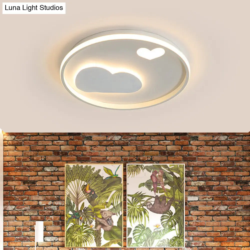 DecorBites™ DecorBites™ Contemporary Black/White LED Flush Ceiling Light with Cloud and Heart Pattern