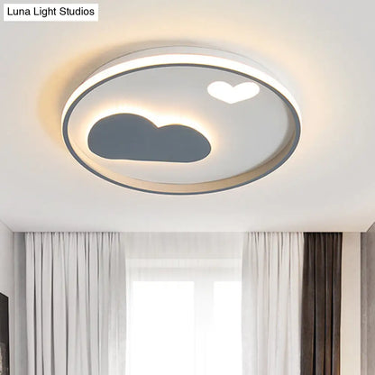 DecorBites™ DecorBites™ Contemporary Black/White LED Flush Ceiling Light with Cloud and Heart Pattern