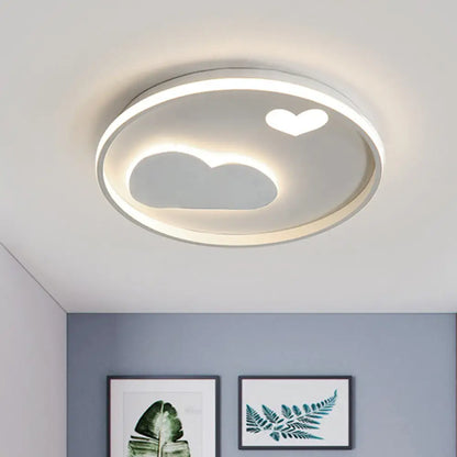 DecorBites™ DecorBites™ Contemporary Black/White LED Flush Ceiling Light with Cloud and Heart Pattern