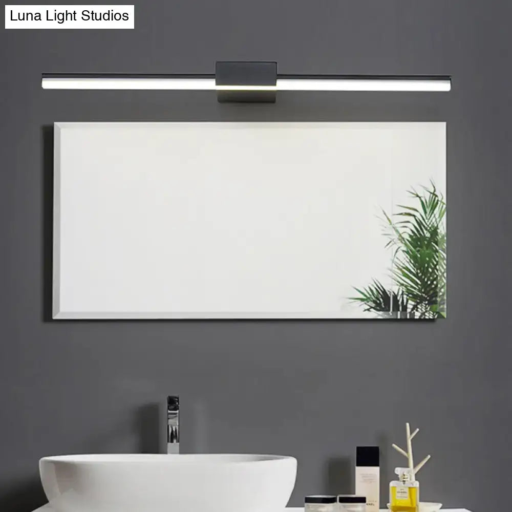 Contemporary black and white linear led wall light bathroom fixture with modern rectangular led bathroom mirror light design