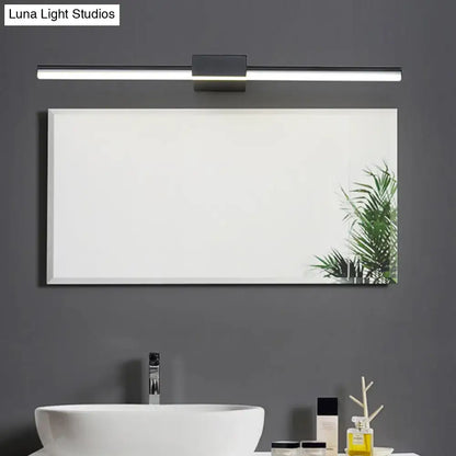 Contemporary black and white linear led wall light bathroom fixture with modern rectangular led bathroom mirror light design
