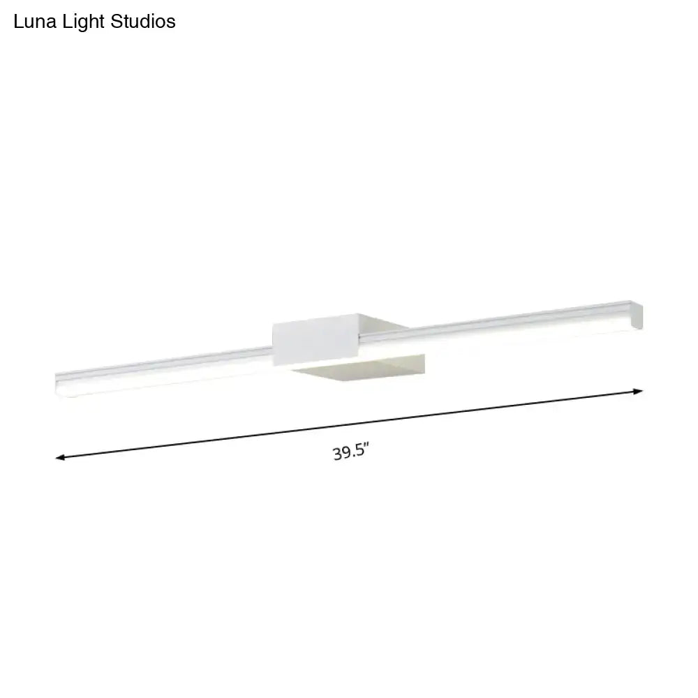 Contemporary black and white linear LED wall light with sleek rectangular design and central mounting bracket fixture width