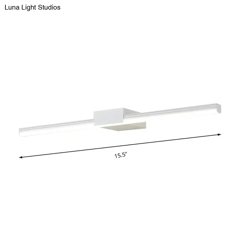 Contemporary black and white linear led wall light fixture with sleek white rectangular design and central bracket for mounting
