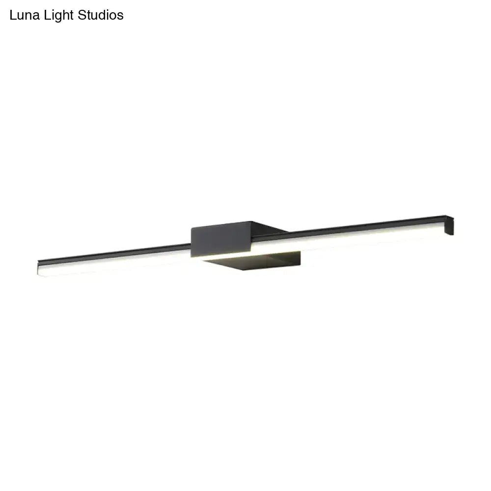 Contemporary black and white linear led wall light fixture with sleek rectangular design and adjustable fixture width for bathroom use