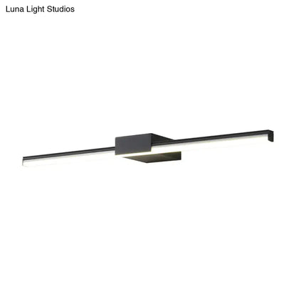 Contemporary black and white linear led wall light fixture with sleek rectangular design and adjustable fixture width for bathroom use