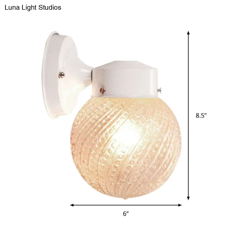 DecorBites™ DecorBites™ Contemporary Black/White Sconce Light with Globe Lattice Glass Shade - 1 Light Passage Wall Lighting