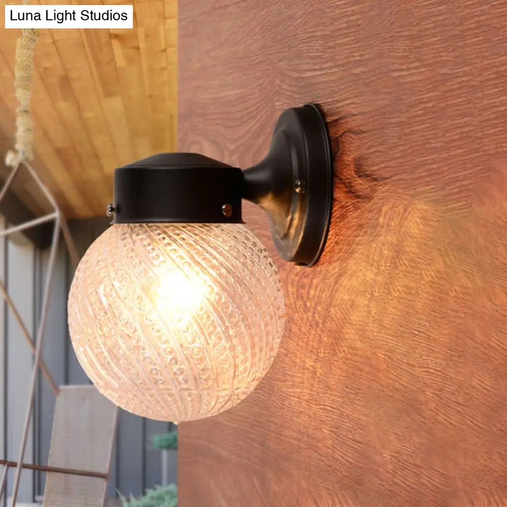 DecorBites™ DecorBites™ Contemporary Black/White Sconce Light with Globe Lattice Glass Shade - 1 Light Passage Wall Lighting