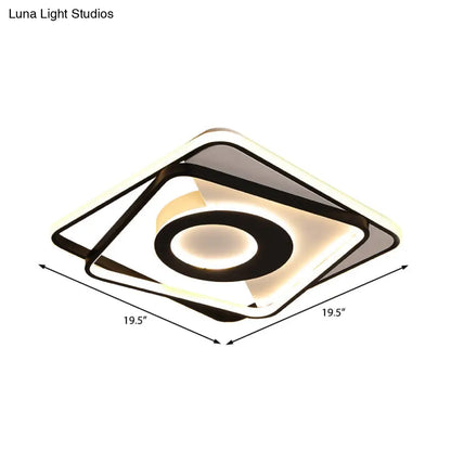 DecorBites™ DecorBites™ Contemporary Black/White Square Flushmount LED Ceiling Light for Bedroom - Sizes: 16", 19.5", 23.5