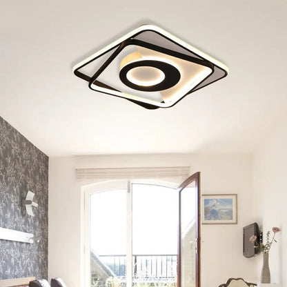 DecorBites™ DecorBites™ Contemporary Black/White Square Flushmount LED Ceiling Light for Bedroom - Sizes: 16", 19.5", 23.5