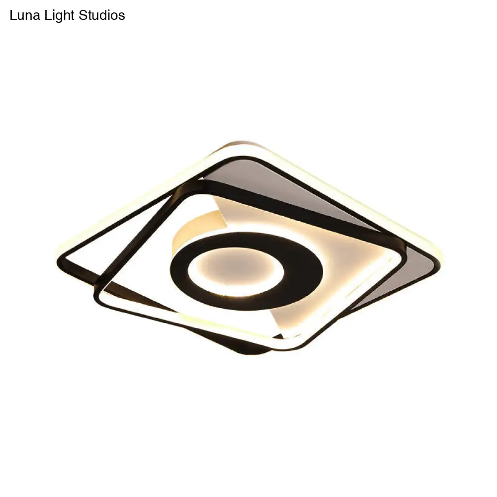 DecorBites™ DecorBites™ Contemporary Black/White Square Flushmount LED Ceiling Light for Bedroom - Sizes: 16", 19.5", 23.5