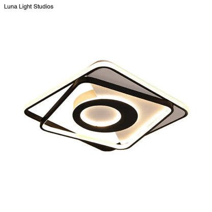 DecorBites™ DecorBites™ Contemporary Black/White Square Flushmount LED Ceiling Light for Bedroom - Sizes: 16", 19.5", 23.5