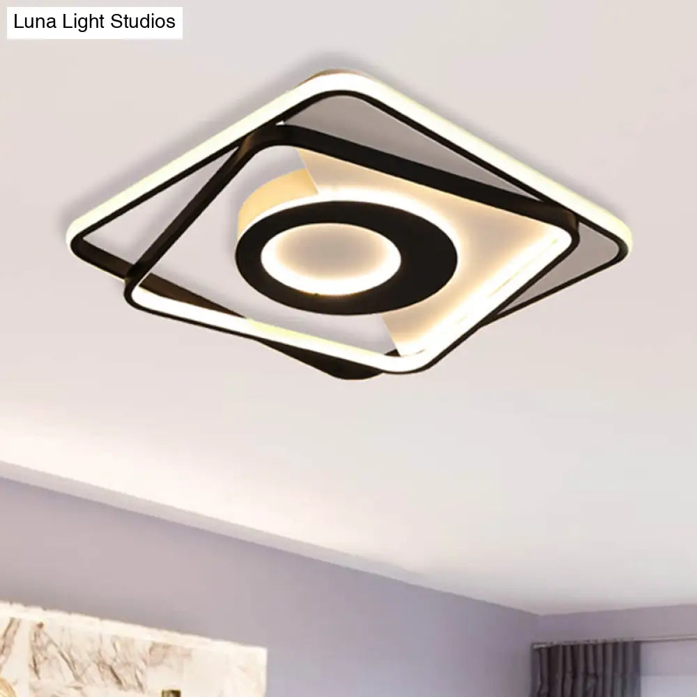 DecorBites™ DecorBites™ Contemporary Black/White Square Flushmount LED Ceiling Light for Bedroom - Sizes: 16", 19.5", 23.5