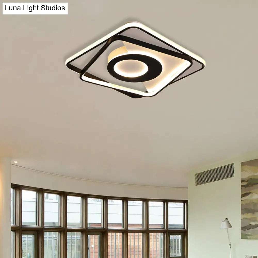 DecorBites™ DecorBites™ Contemporary Black/White Square Flushmount LED Ceiling Light for Bedroom - Sizes: 16", 19.5", 23.5