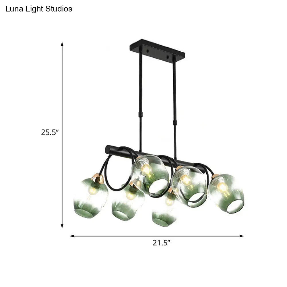 Lámpara de araña colgante contemporánea de cristal azul con diseño de hoyuelos graduales